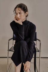 アンバランスニットドレス/UNBALANCED KNIT DRESS_BLACK