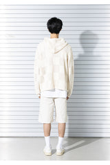 チェックボードメッシジップアップニット/CHECKERBOARD MESHED ZIP-UP KNIT
