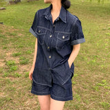 Overfit Denim Short Sleeve Shirt Setup
