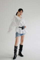 モノラッフルブラウス / Mono ruffle blouse (2color)