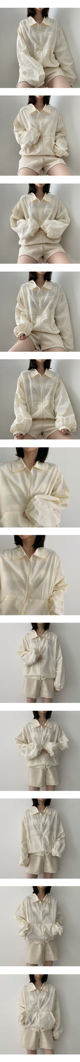 ランシーストリングナイロンカラーウィンドブレーカー / Lancy String Nylon Collar Windbreaker