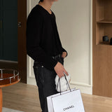 ASCLO Uネックシルケット長袖Tシャツ
