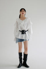 モノラッフルブラウス / Mono ruffle blouse (2color)