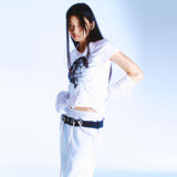 シャーリングロゴクロップTシャツ / 222 X shirring logo crop t - White
