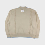 LINE OPEN COLLAR KNIT (BEIGE) (6675326009462)