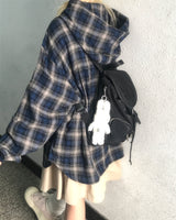 デイリーヴィンテージフード付きチェックシャツ