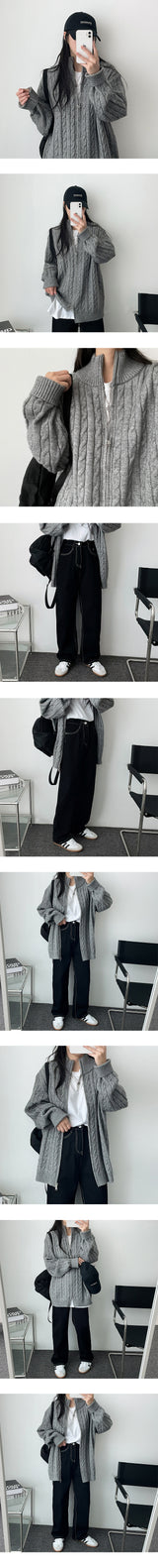 カオシックソフトツイスト2wayニットジップアップ