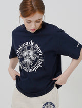 Women's Le Lis Relax Crop Tee NavyWhite(FCC2TS385W)
