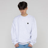 [UNISEX]Black odd flower embroidery sweatshirt