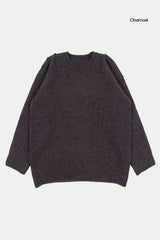 Raglan button open shoulder over-knit