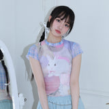 バニーチェックメッシュトップ / 0 4 bunny check mesh top