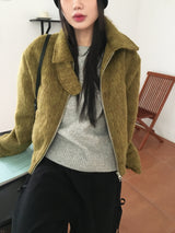 Ato モヘアキルティドブルゾンツーウェイジップアップジャンパー