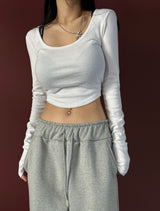 Deep U-neck Napping Cropped T-shirt