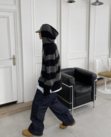 No.9228 stripe over hood KNIT (3color) (6645571518582)