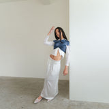 クロッププリーツシャツ / CROP PLEATS SHIRTS (WHITE,SKIN,BLACK)