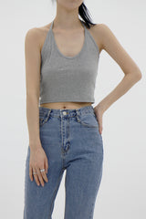 クロップドホルターネックスリーブレス / Cropped halterneck sleeveless (3color)
