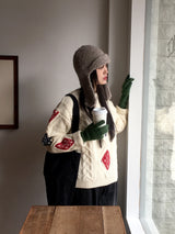 Dots corduroy big shoulder bag
