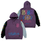 フラワーオーバーサイズパーカー / FLOWER OVERSIZED HEAVY SWEAT HOODIE BLUE GREY / PURPLE