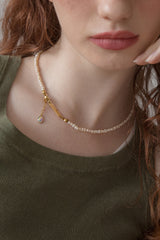 ティニーパールウィズドロップペンダントネックレス/Tiny pearl with drop pendant necklace