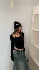 Must-have shirring long-sleeved T-shirt