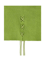 レースアップホルターフードニットノースリーブ / LACE-UP HALTER HOODED KNIT SLEEVELESS (GREEN)