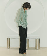 UNISEX PINTUCK STITCH WIDE PANTS W - BLACK (6689418903670)