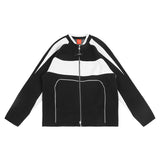 FMACM 23AW Black And White Clash Biker Knit Zip Cardigan Jacket