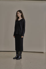 ウール Vニット/WOOL V-KNIT_CHARCOAL