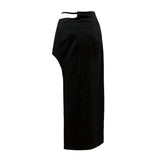 213-CHAIN&SLIT RIBBON SKIRT (6613729181814)