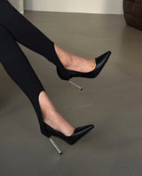 Silver-grooved Stelleto high heels