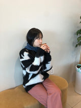 プリントウェーブモヘアニット