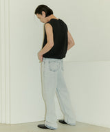 UNISEX SEMI WIDE SNOW DENIM PANTS M - LIGHT BLUE (6689427062902)