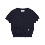 スモールチェリーポップルVネックニットカーディガン / SMALL CHERRY POPPLE V-NECK KNIT CARDIGAN [NAVY]