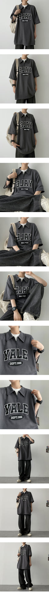 ハーフジップアップカラーショートスリーブTシャツ / Dept1986 Half zip-up collar short-sleeved T-shirt