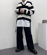 ストライプクロップドニット/SK Striped Cropped Knitwear (2 colors)