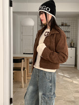 Heelan corduroy golden collar crop blouson jacket