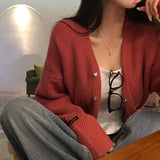 [Waist-cut] MONEY Vネックヒドゥンニットカーディガン