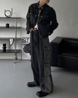 OWN Pantheon Solid Cargo Pocket Denim Pants (2 colors)
