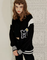 M PATCH VARSITY CARDIGAN BLACK (6691449143414)