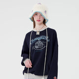チェリーケーキグラフィックポイントスウェットシャツ／CHERRY CAKE GRAPHIC RIB POINT SWEATSHIRT [NAVY]