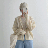 マリーンシースルーサマーニットウェアフーデッドジップアップ / Marine See-Through Summer Knitwear Hooded Zip-Up