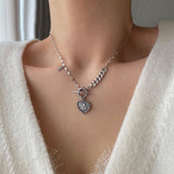 ハートエンジェルトグルバーボールドネックレス/ejj Heart Angel Toggle Bar Bold Necklace