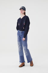 ウィティーバニーVネックスウェットシャツ／WITTY BUNNY V-NECK SWEATSHIRT [NAVY]