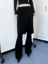 Chic slit skirt bootcut pants