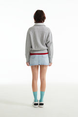 チェリーハイネックハーフジップアップ／CHERRY HIGH NECK HALF ZIP UP [MELANGE GRAY]