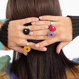 Chubby heart pendant surgical open ring (red)チャビーハートペンダントサージカルオープンリング/