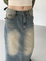 バッキービンテージマキシロングデニムスカート/Bucky Vintage Maxi Long Denim Skirt