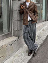 No.0089 rain washing wide black denim PT
