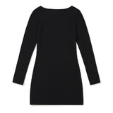 Square Slim Mini Dress [BLACK] (6638396440694)