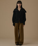 SAILOR COLLAR ZIP UP KNIT